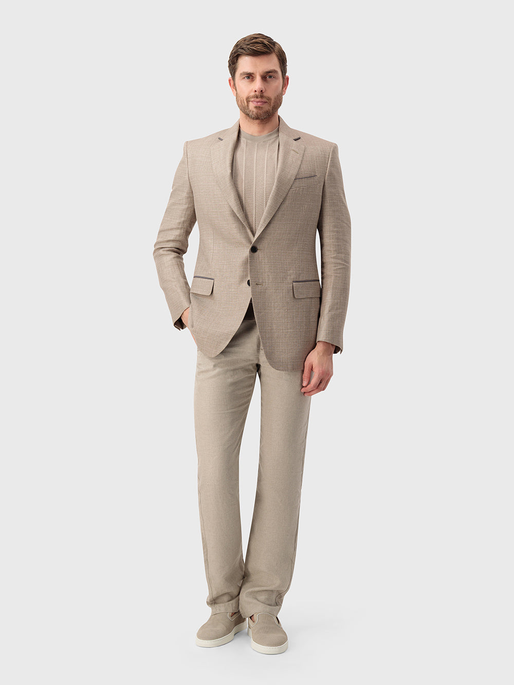 سترة كتان بلايزر - كاميل شاحب