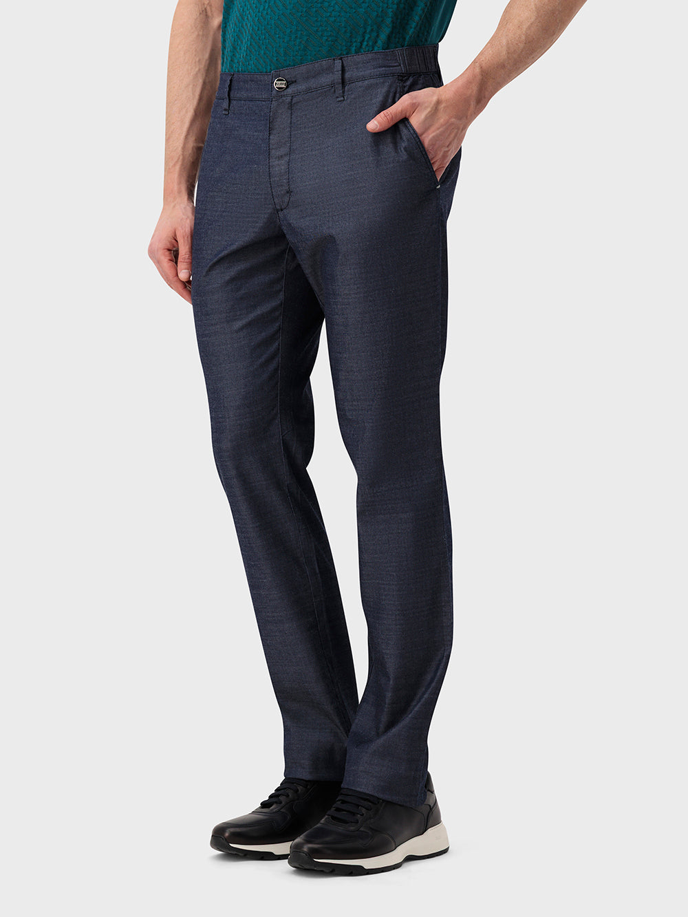 بنطلون قطني بقصة ضيقة - أزرق كحلي