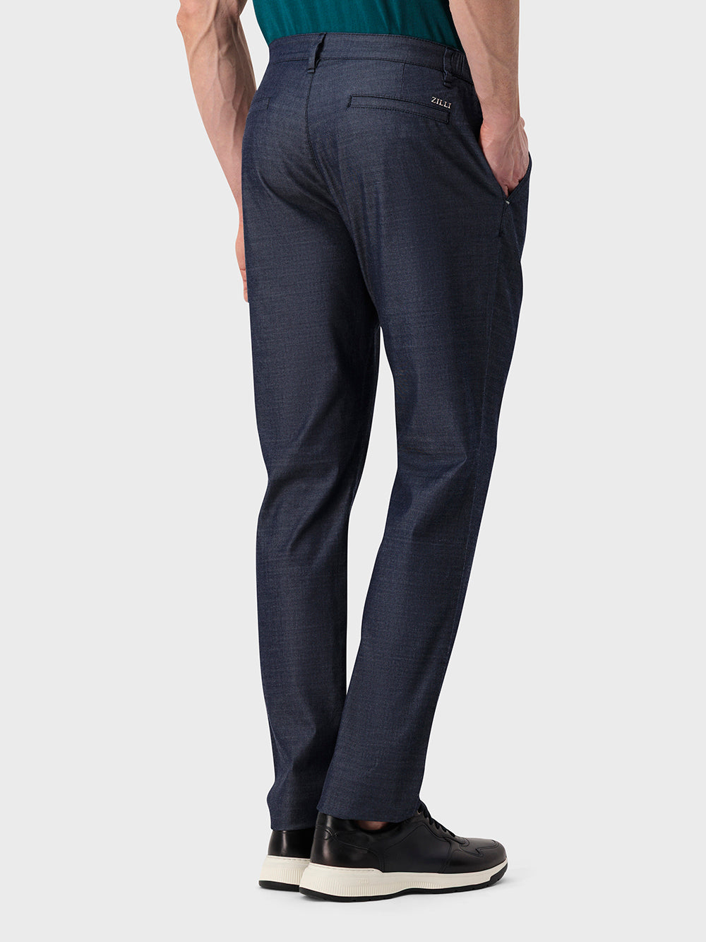 بنطلون قطني بقصة ضيقة - أزرق كحلي