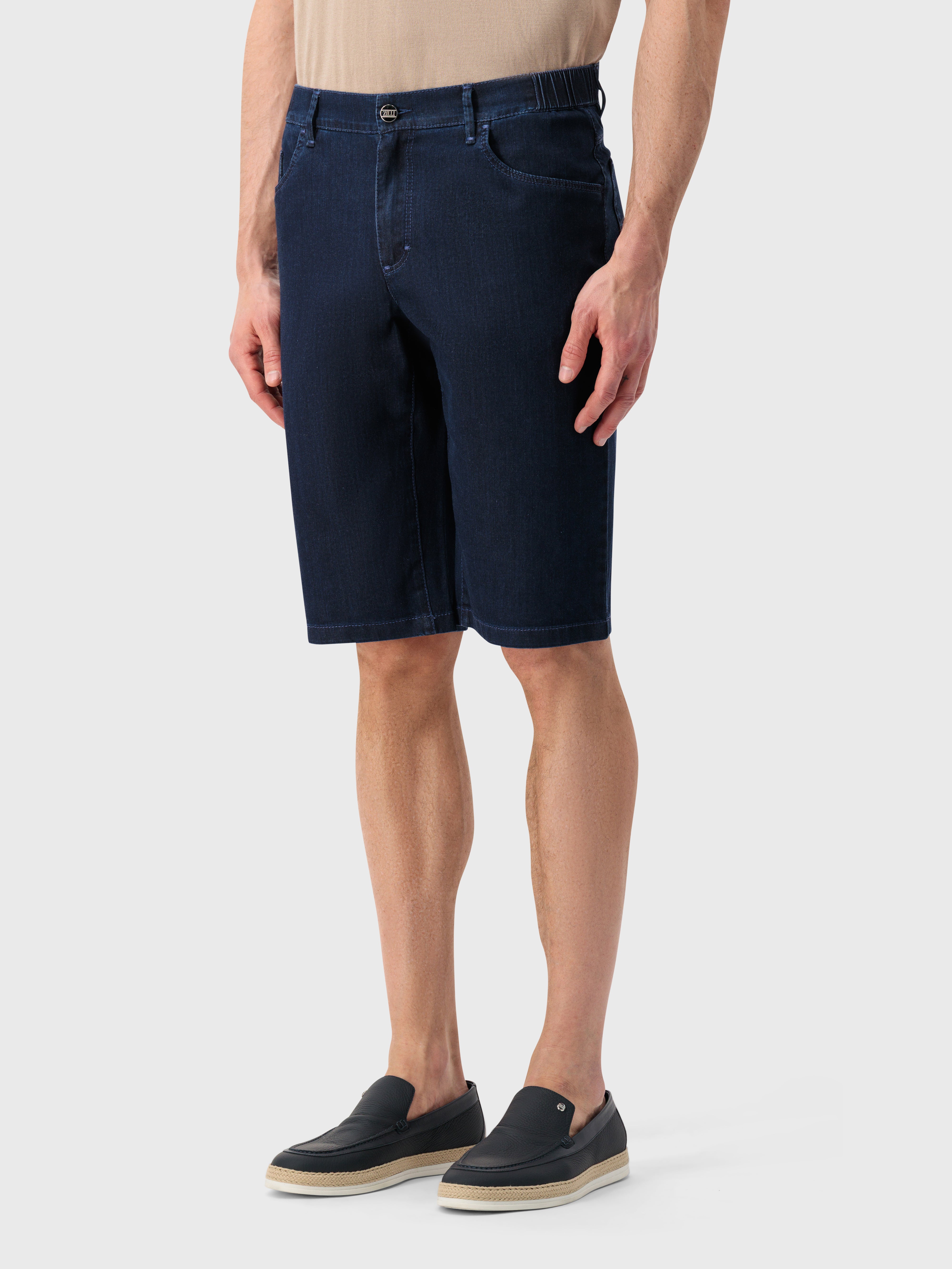 شورت جينز قطن جينز بتطريز زيللي - جينز أزرق