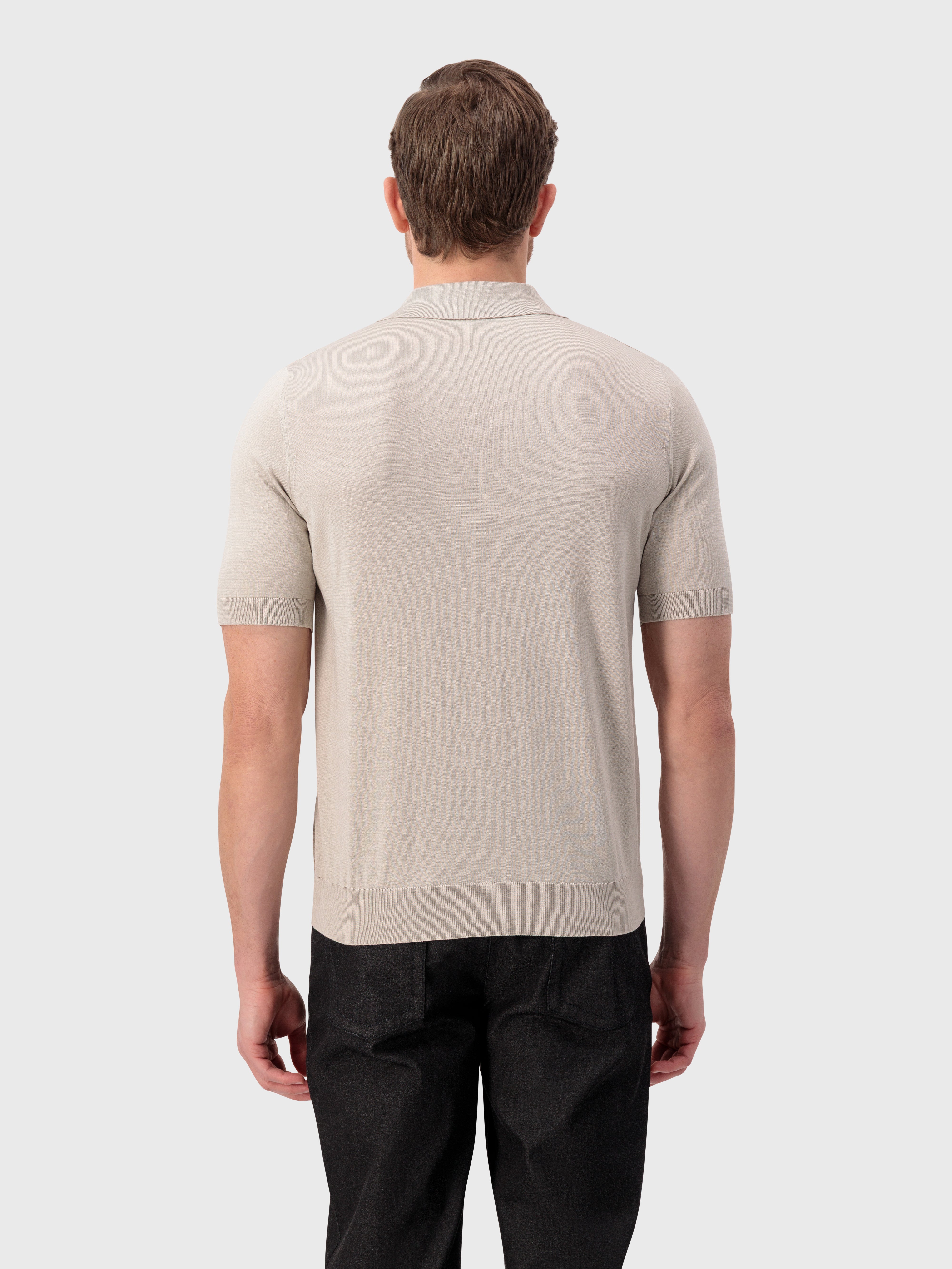 بولو بولو محبوك من الحرير والقطن - باهت اللون الباهت