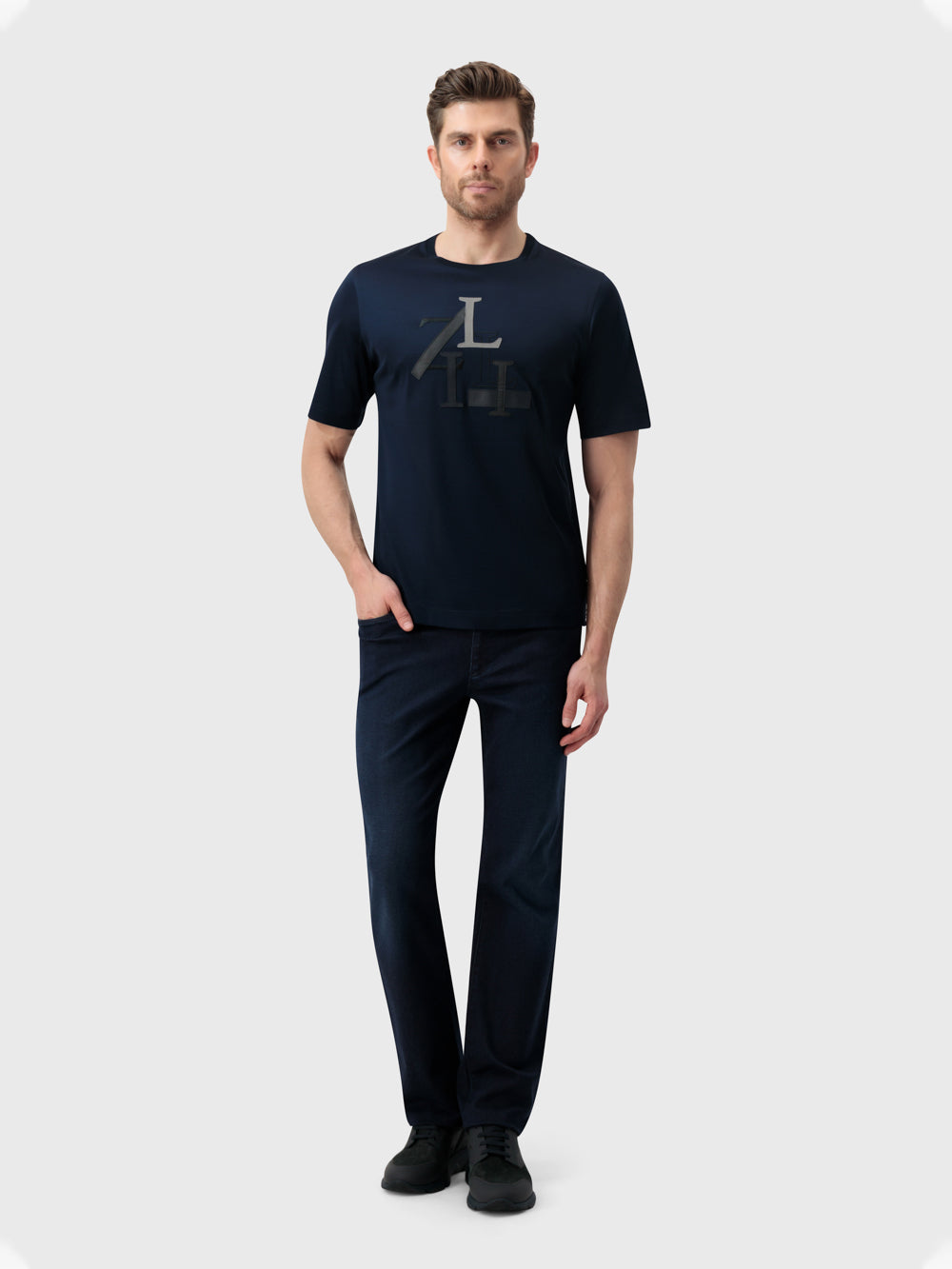 تي شيرت مرقع من زيللي - داكن مرقش