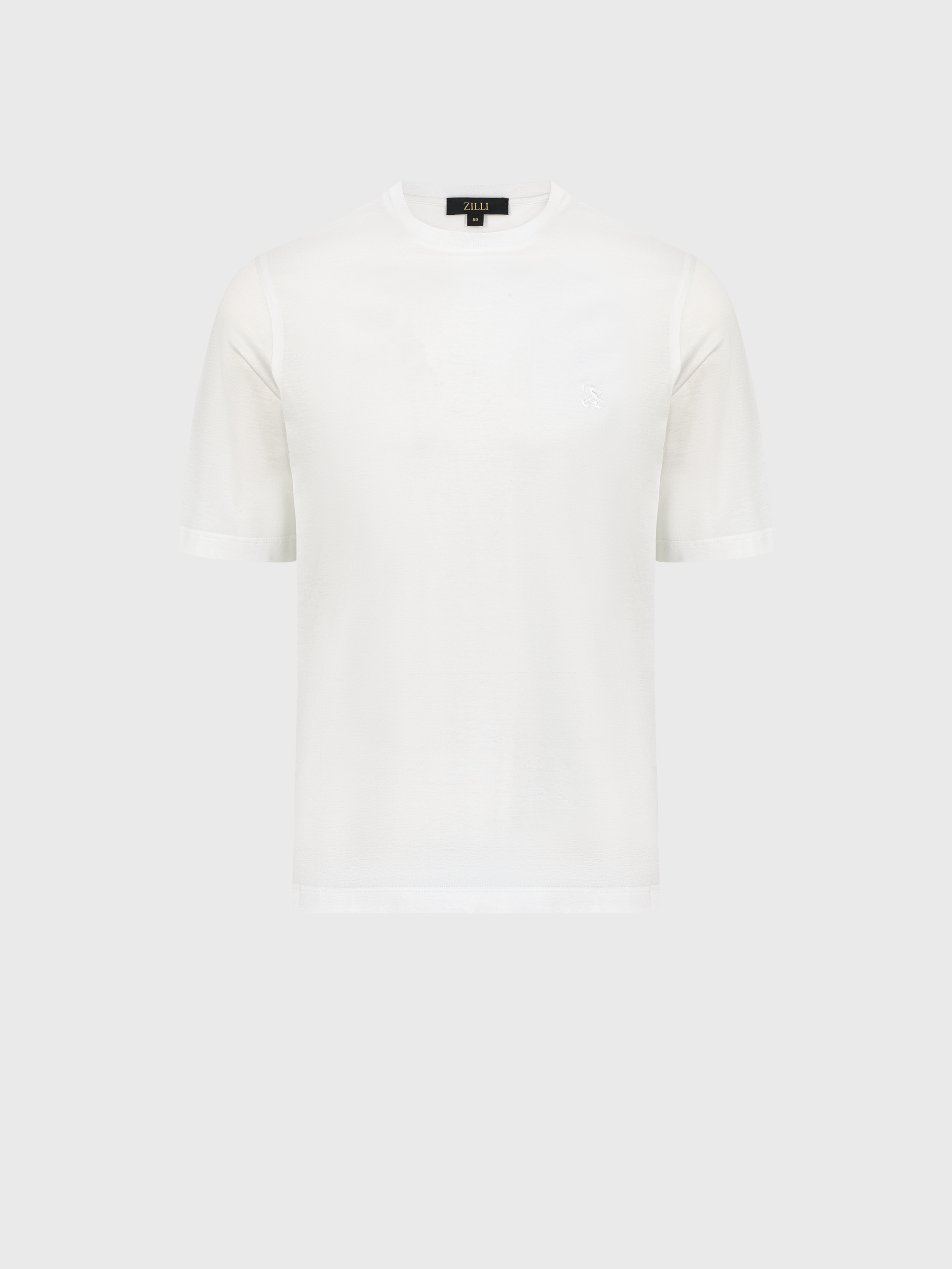 تي شيرت قطن بلمسة نهائية ساتانية من مايكرو جريفون أبيض