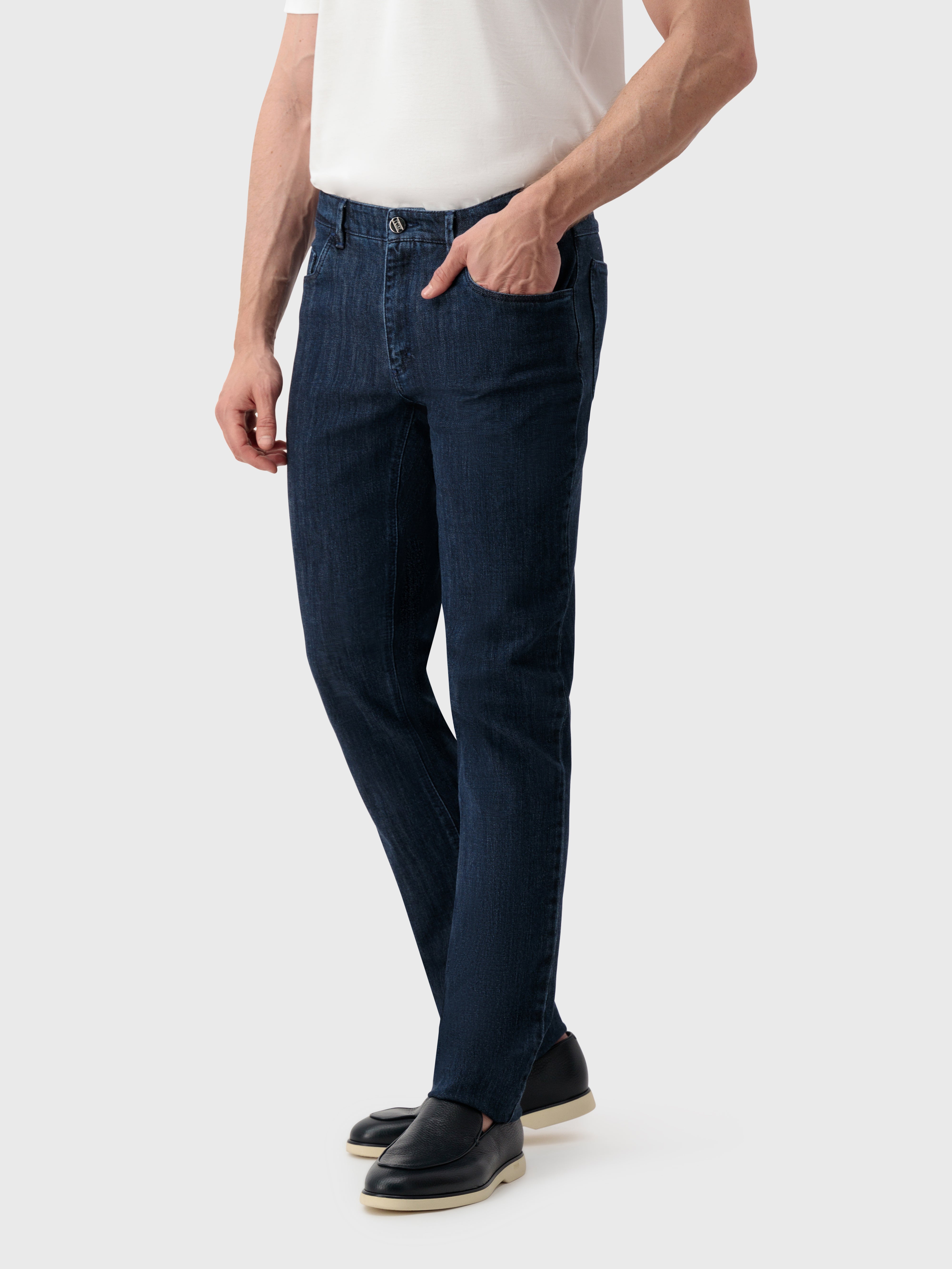 بنطلون جينز برقعة نحاسية مختومة بحرف "Z" أزرق