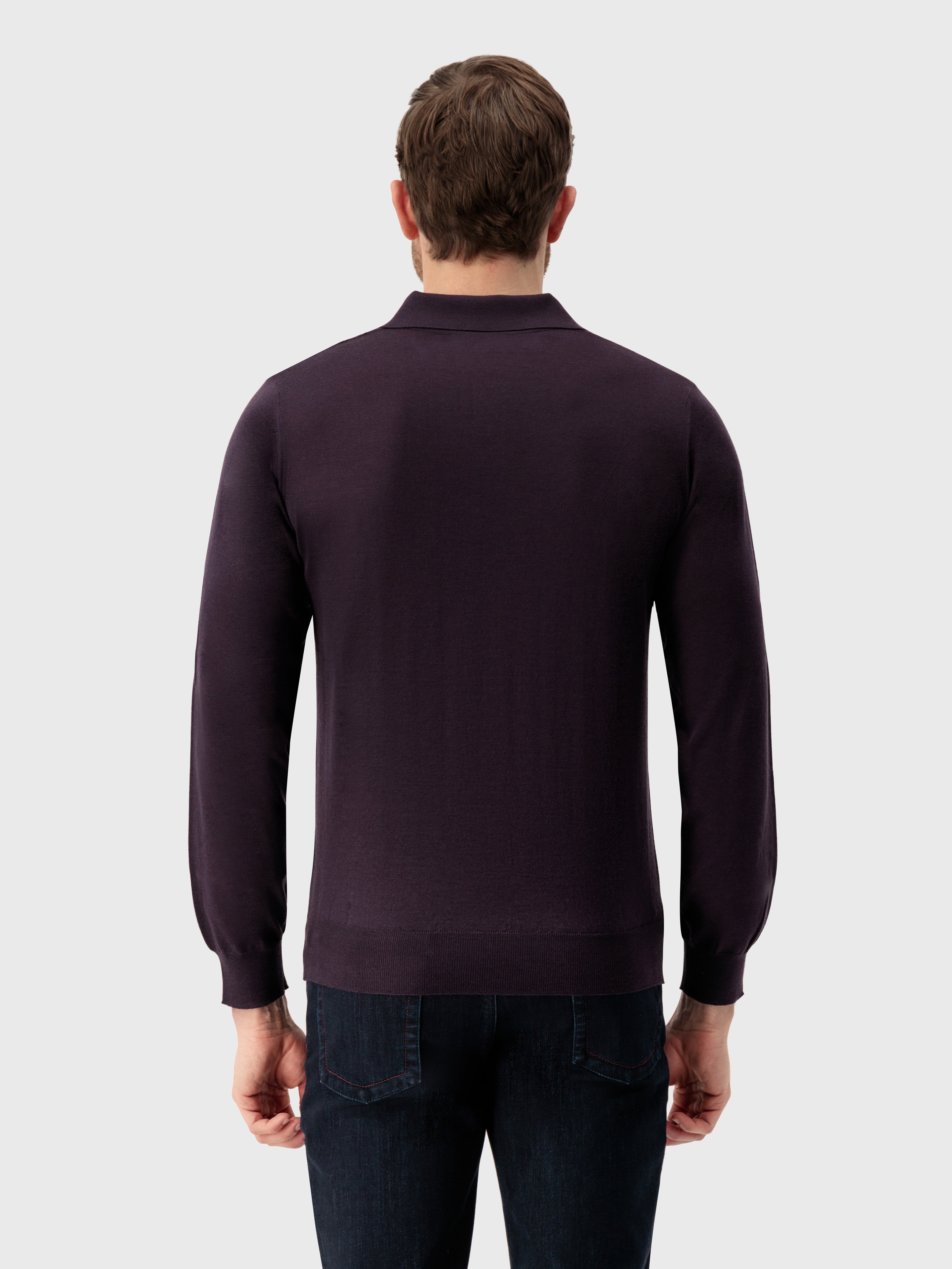 تي شيرت بولو بسحاب بنسيج جاكارد هندسي بلون بازلاء بازوردي