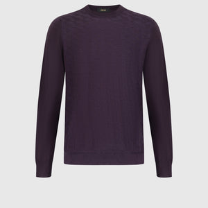 كنزة صوفية من الكشمير والحرير بلوفر من الكشمير والحرير الباذنجاني