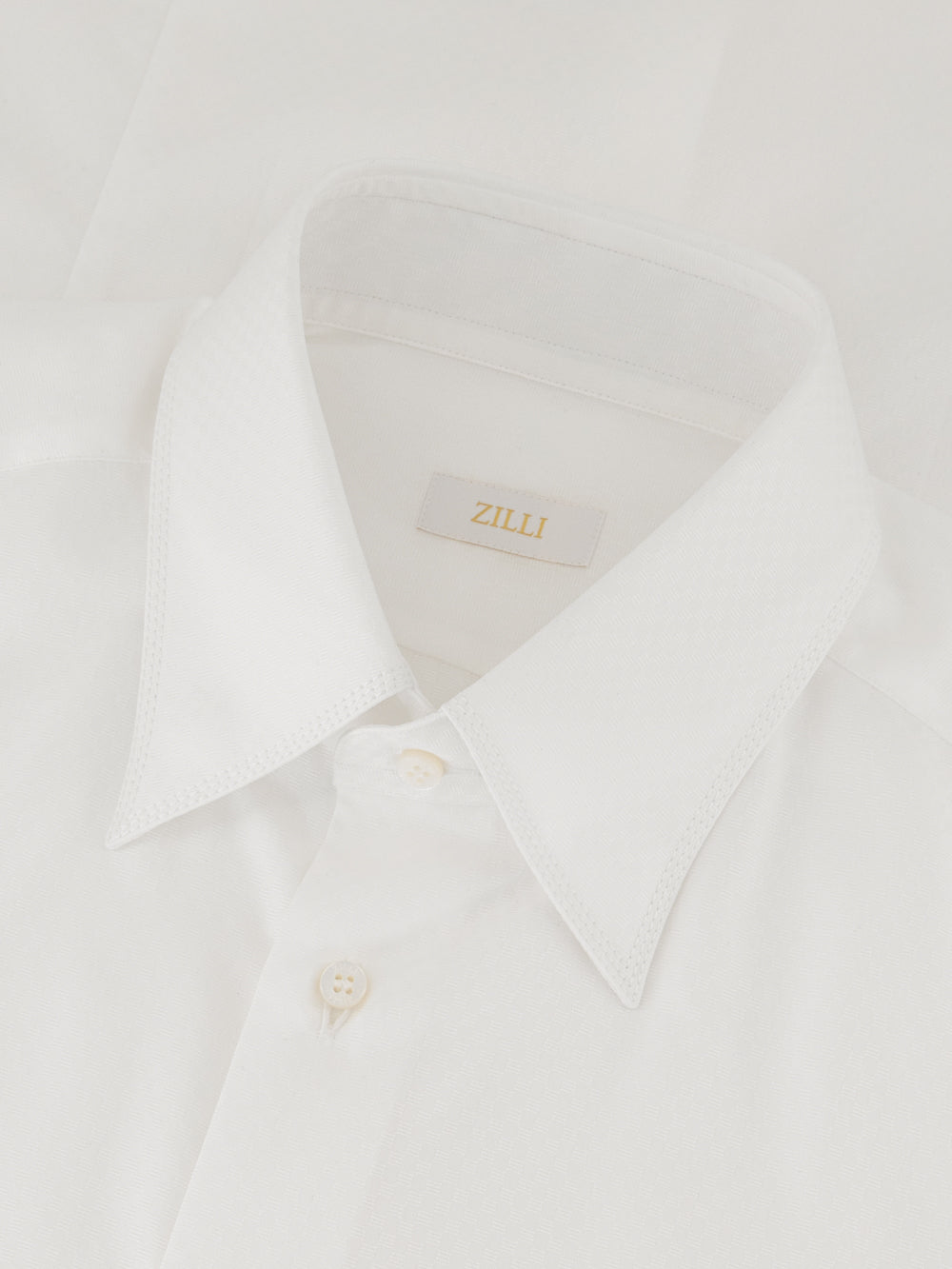 قميص قطن بخياطة ثلاثية أبيض