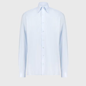 قميص قطن بخياطة ثلاثية أزرق سماوي