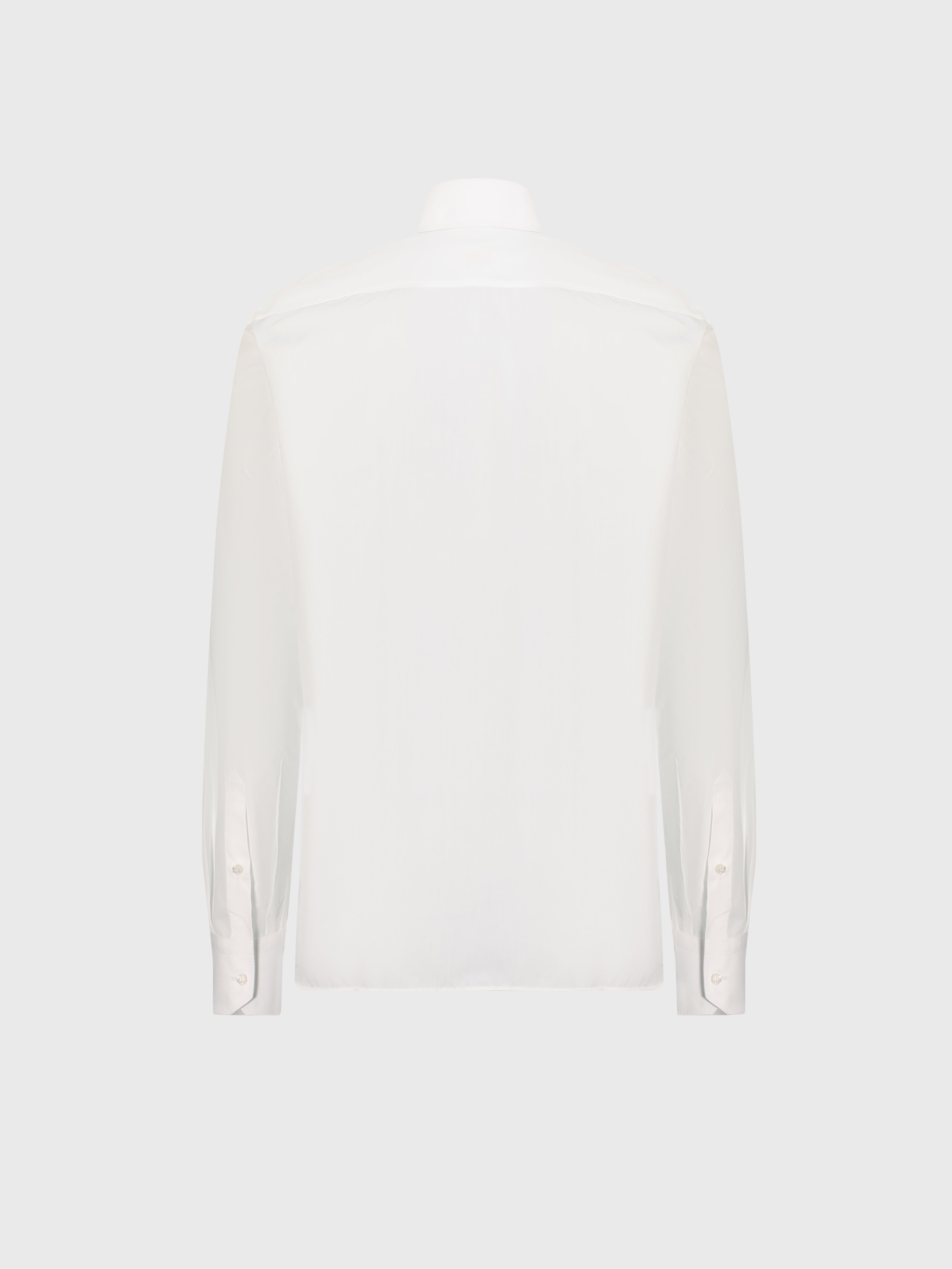 قميص قطن بخياطة ثلاثية أبيض