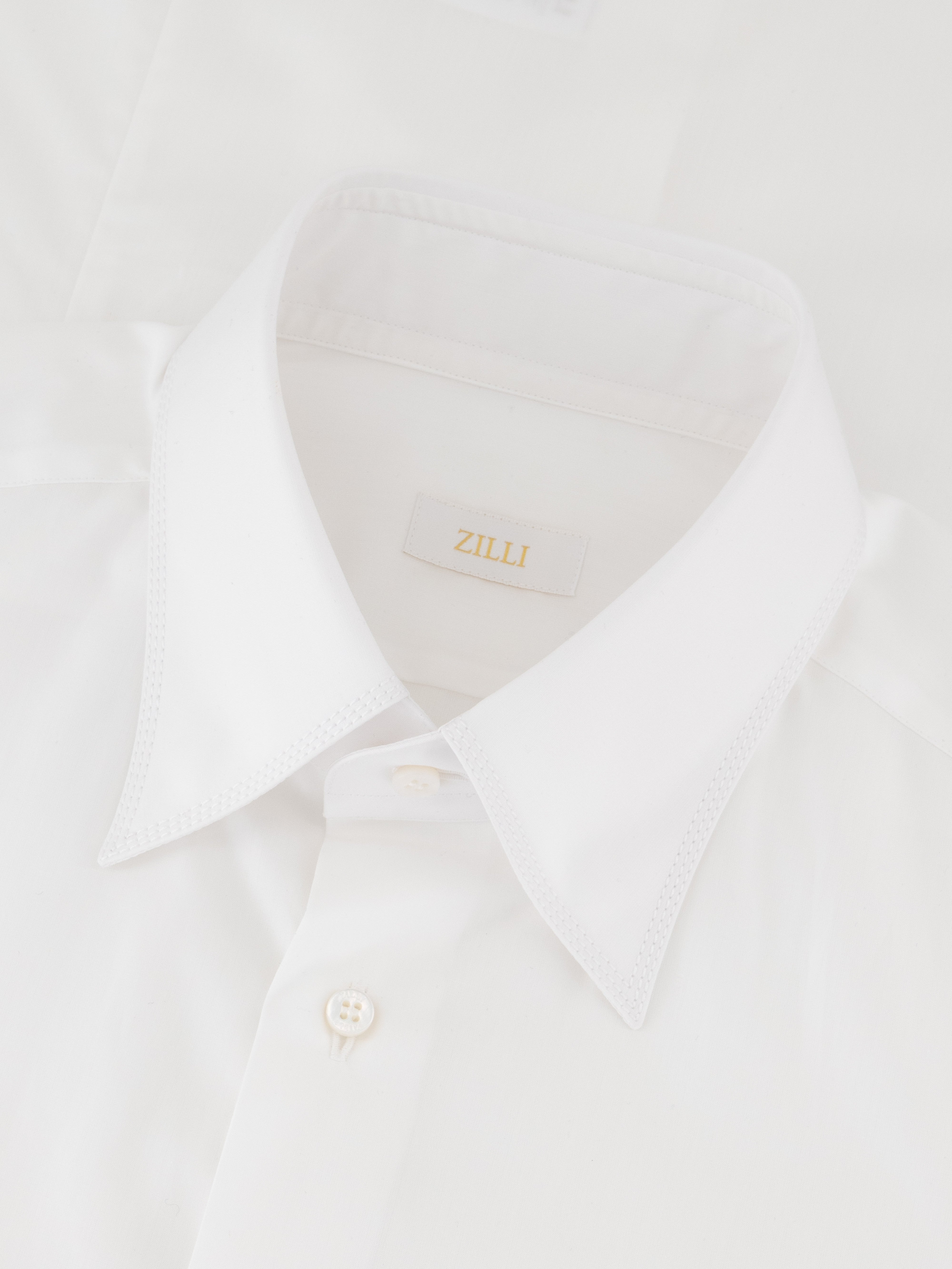 قميص قطن بخياطة ثلاثية أبيض