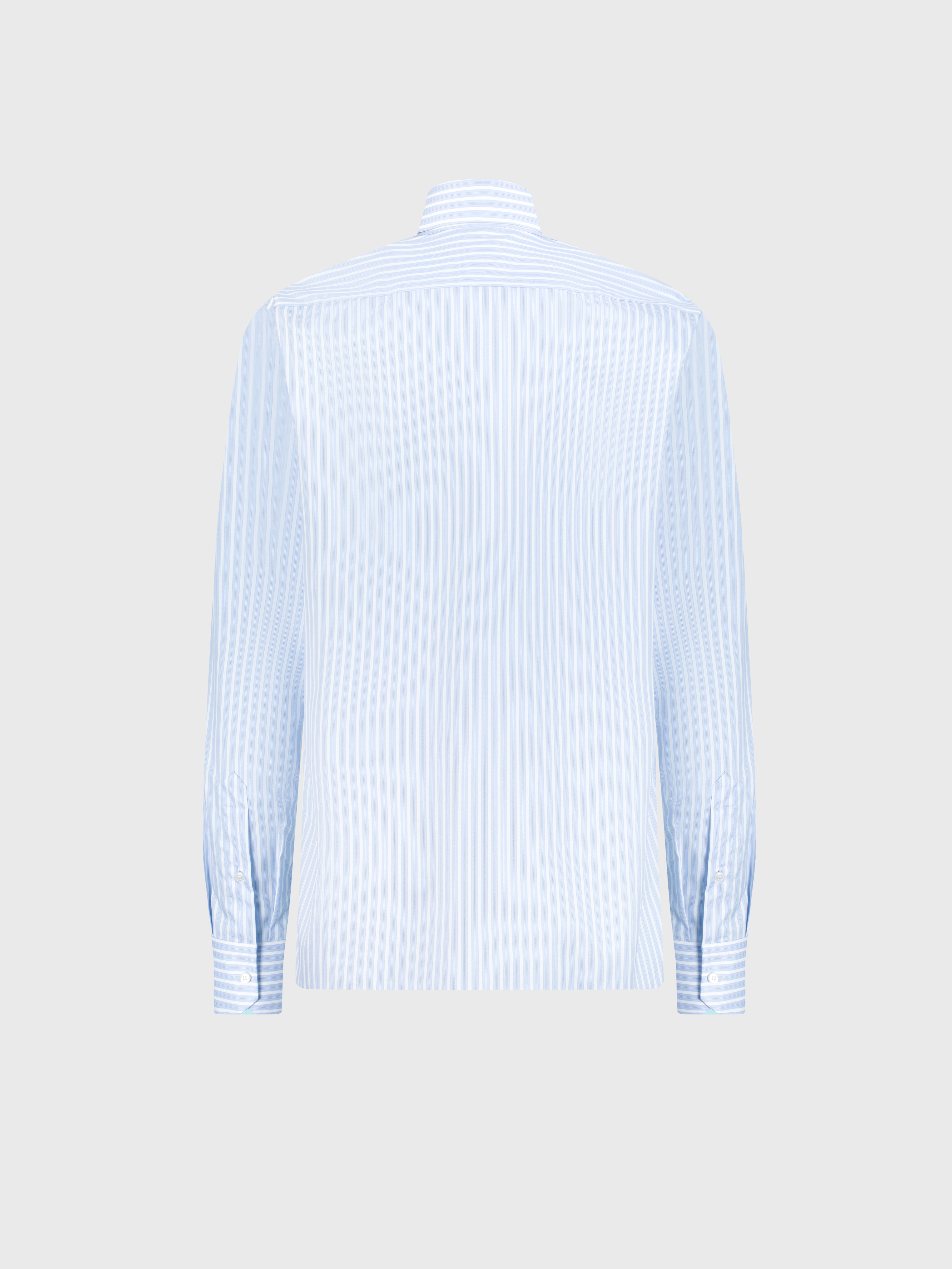 قميص قطن بنقشة مخططة أزرق فاتح