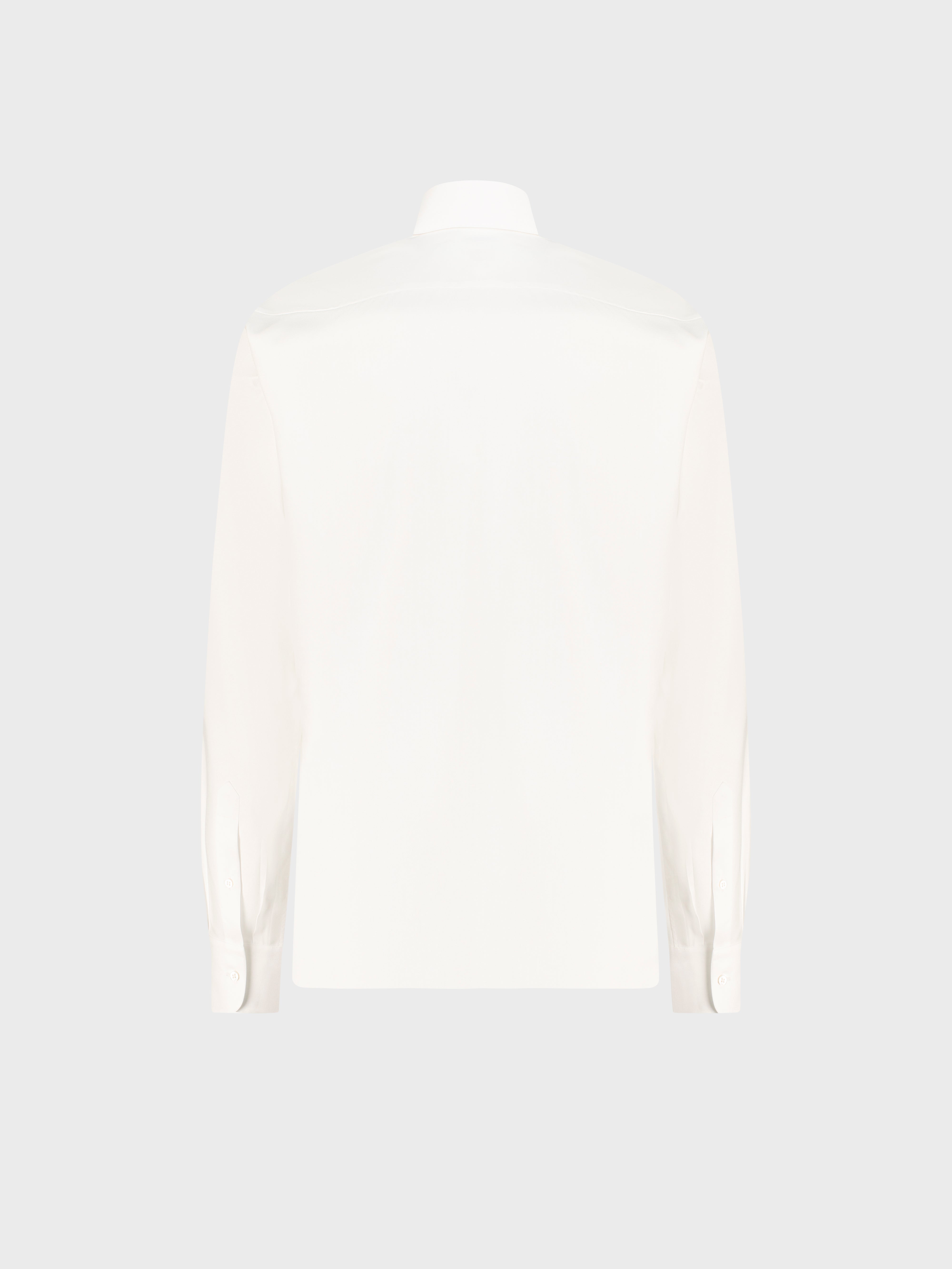 قميص قطن بياقة واحدة حادة مخيطة بشكل حاد - أبيض