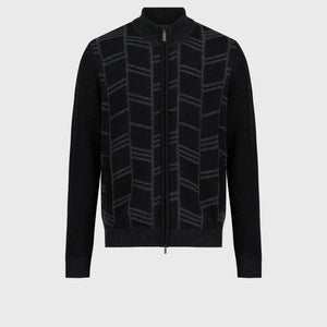 سترة محبوكة بنقوش هندسية من الكشمير والصوف أسود