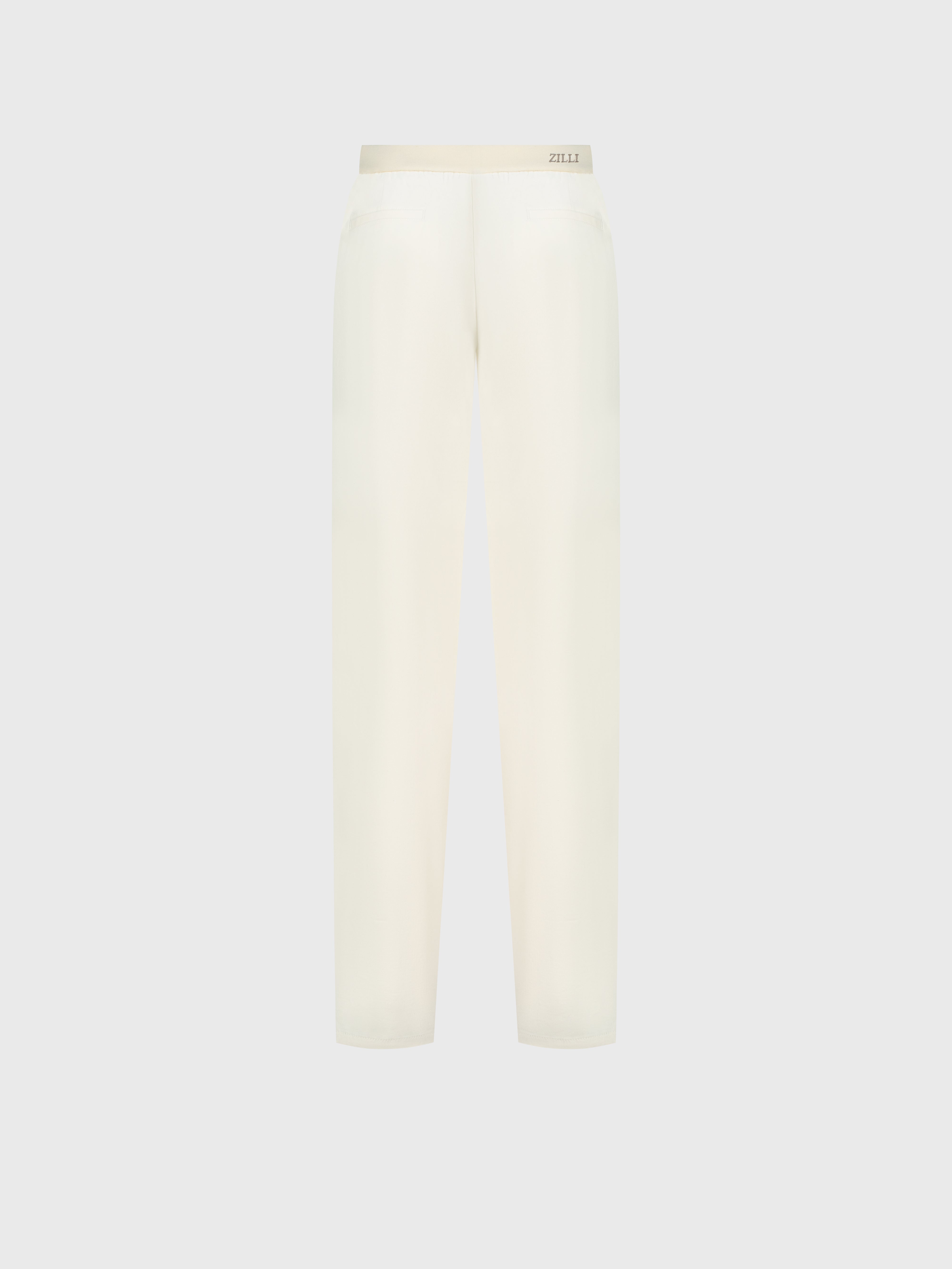 بنطلون بحزام خصر مطاطي مضلع أبيض