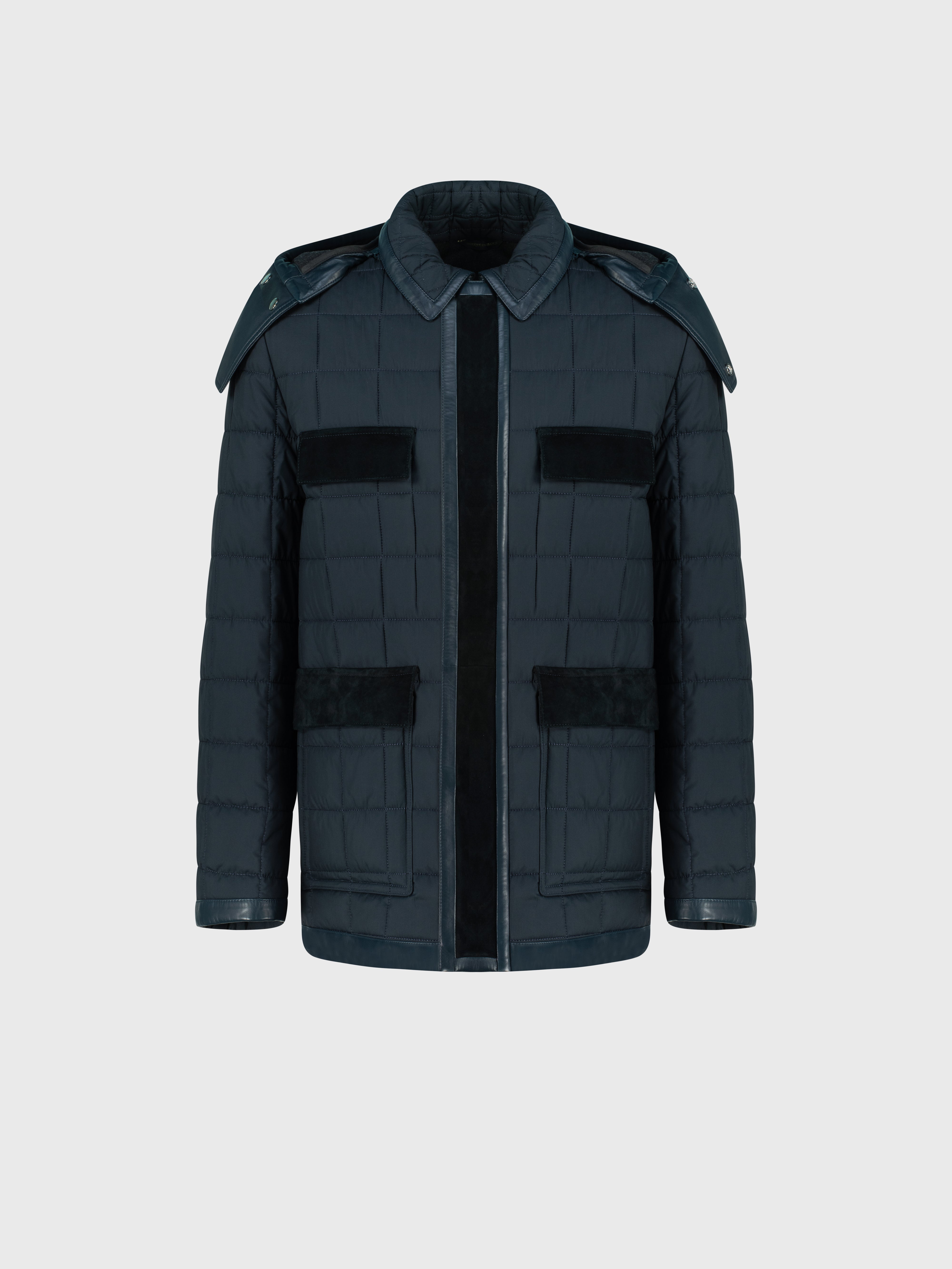 سترة مبطنة بلون أخضر داكن