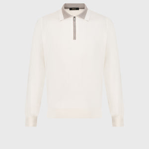 قميص بولو بسحاب أبيض