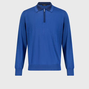 قميص بولو بسحاب أزرق فاتح