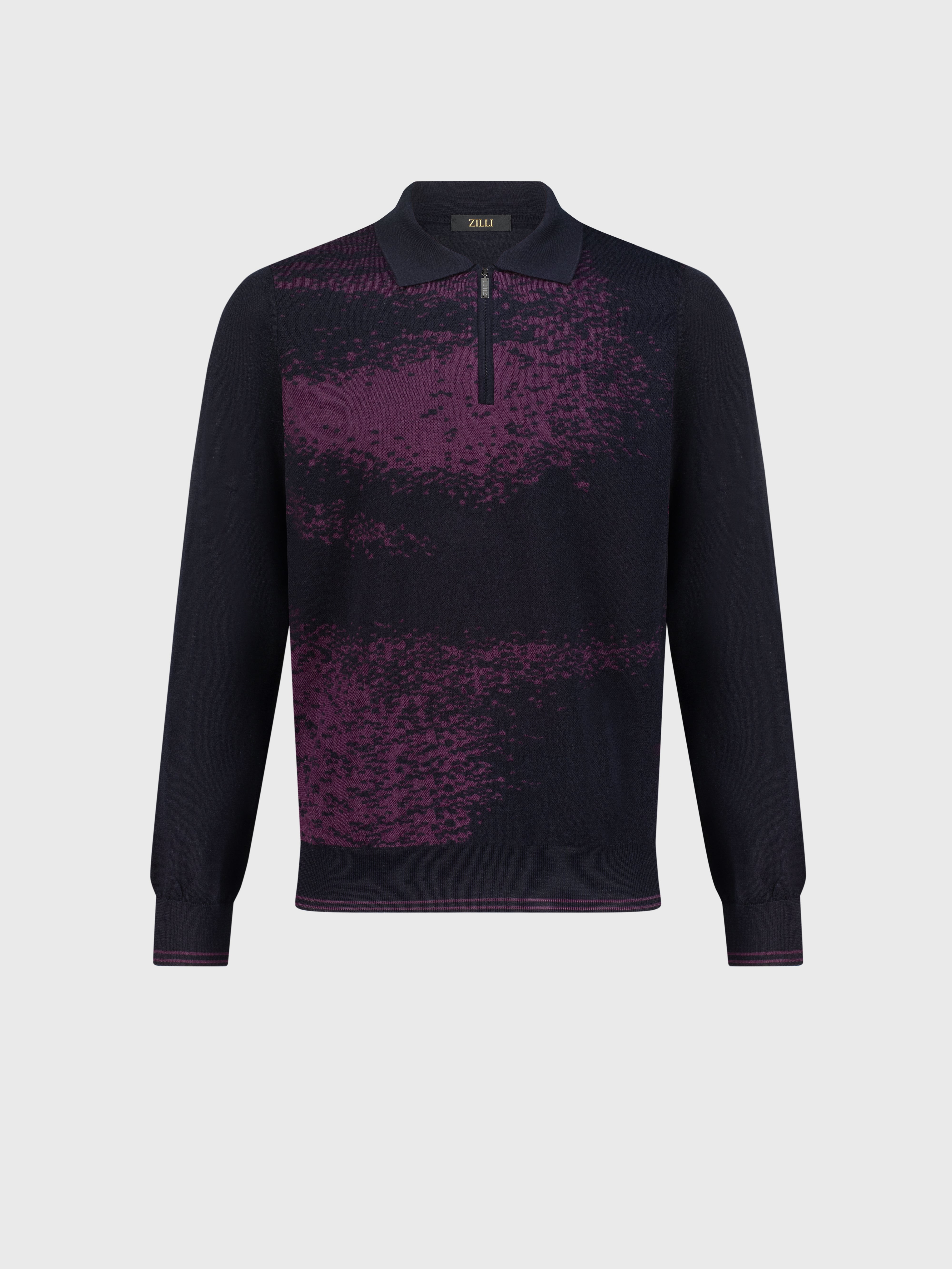 بولو بنسيج جاكار الظلال باللون الكحلي الداكن