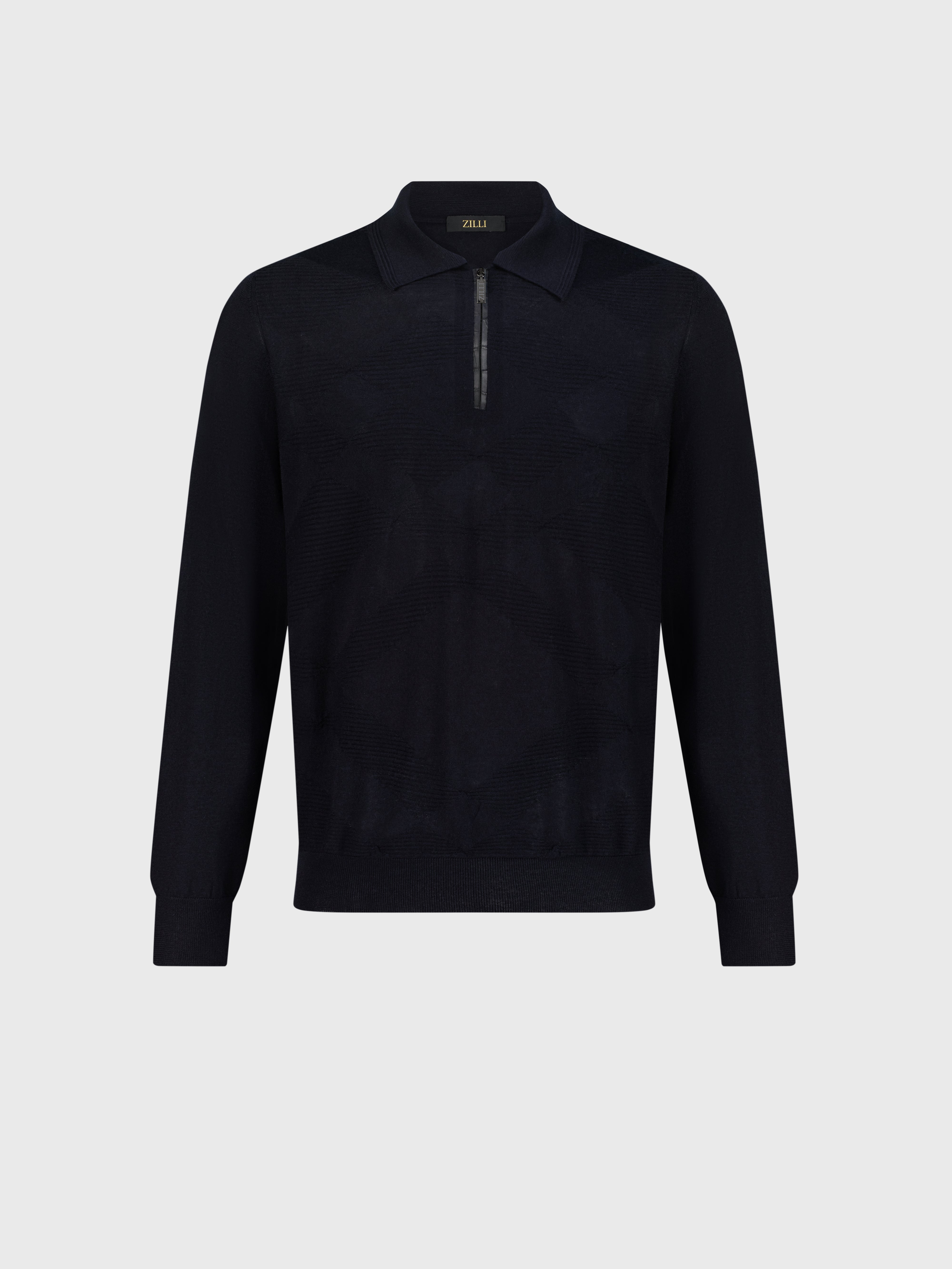 بولو من الكشمير والحرير باللون الكحلي الداكن