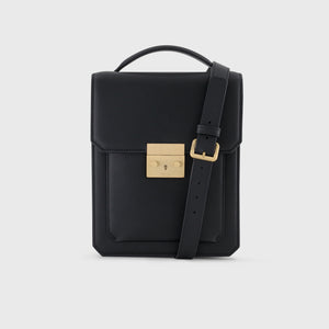 حقيبة كتف من جلد العجل - أسود