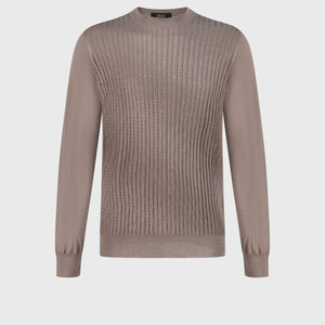 كنزة برقبة من الكشمير والحرير بسترة برقبة من الكشمير والحرير الرمادي الداكن