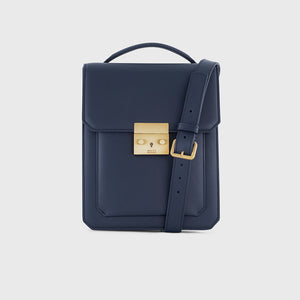 حقيبة كتف من جلد العجل - أزرق كحلي