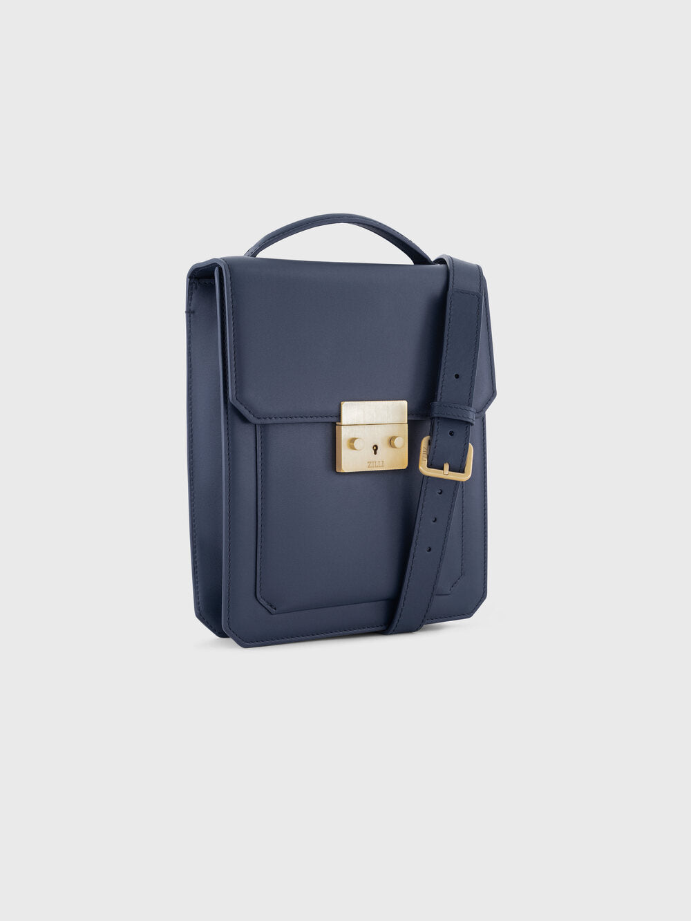 حقيبة كتف من جلد العجل - أزرق كحلي