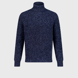 سترة محبوكة بياقة مدورة بياقة مدورة من الكشمير الكحلي الداكن