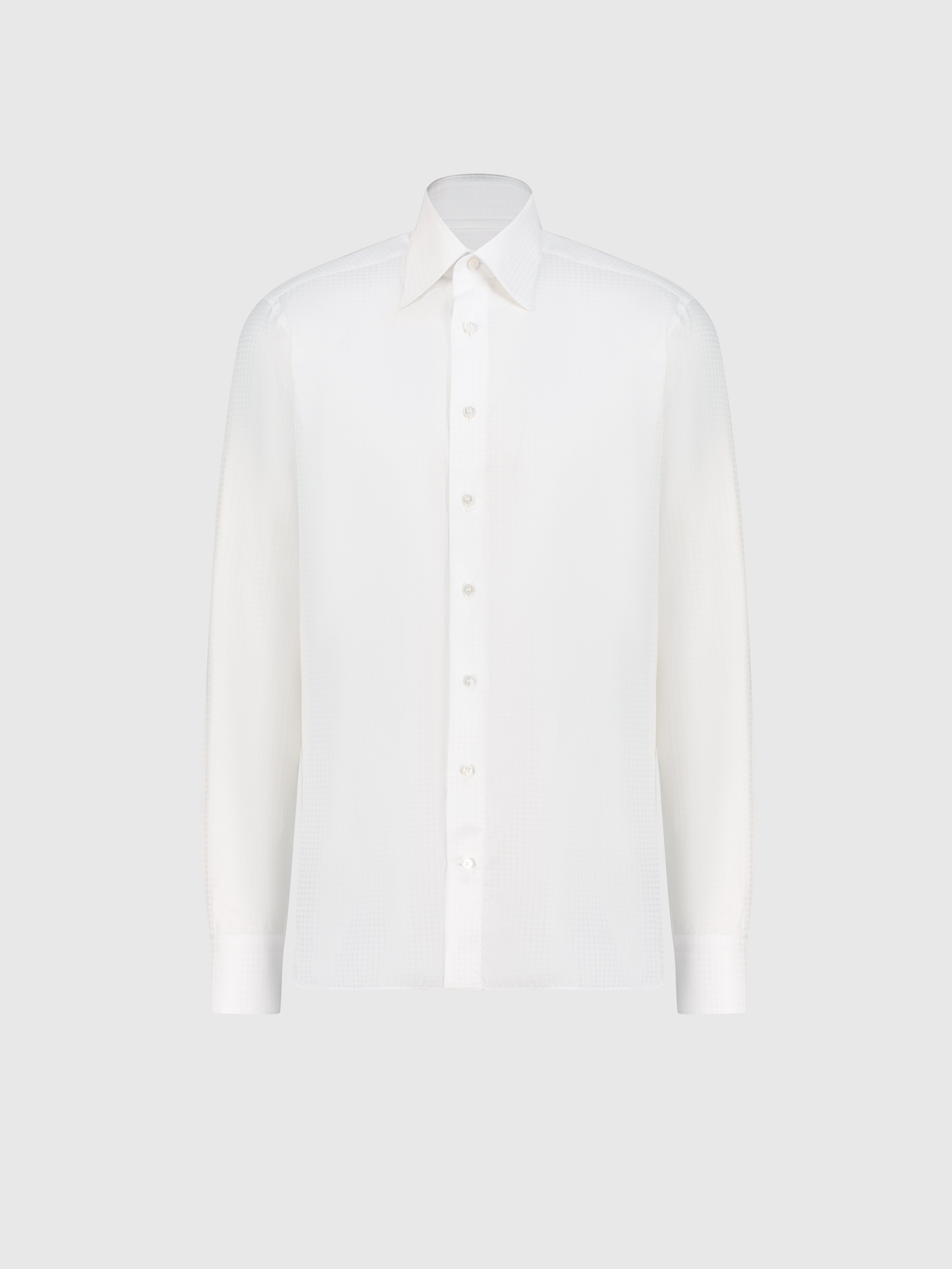 قميص بنقشة هاوندستوث أبيض