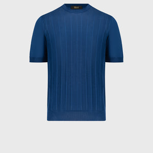 قميص بولو بولو حريري مخطط بحياكة حريري - حبر