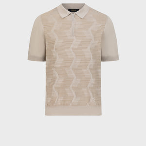 بولو بولو محبوك من الحرير والقطن - باهت اللون الباهت