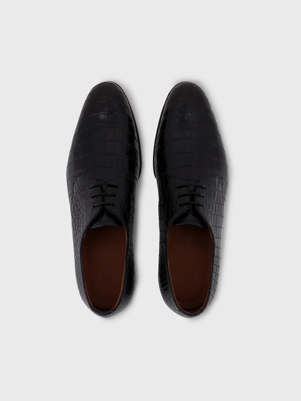 حذاء أكسفورد جلد التمساح - أسود