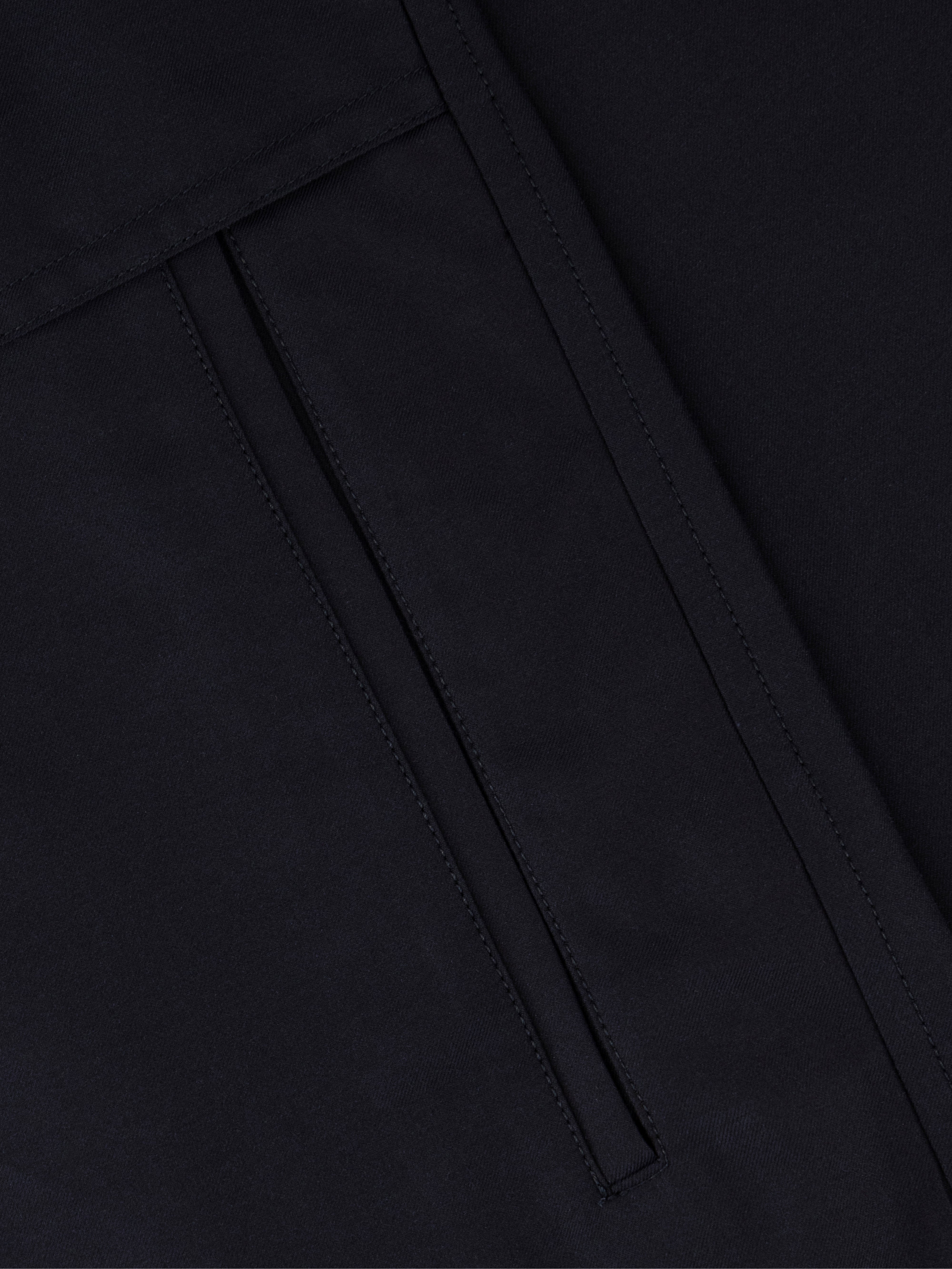 قميص بياقة واحدة من القطن والحرير بياقة واحدة - أزرق كحلي