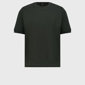 تي شيرت قطن مطرز بـ "ZILLI Crest" - عسكري غامق