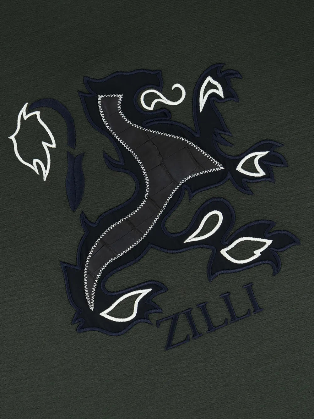 تي شيرت بشعار مطرز بالشعار - عسكري غامق