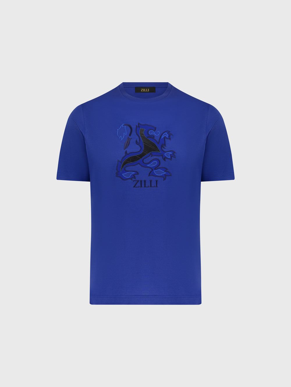 تي شيرت بشعار مطرز بالشعار - أزرق كهربائي