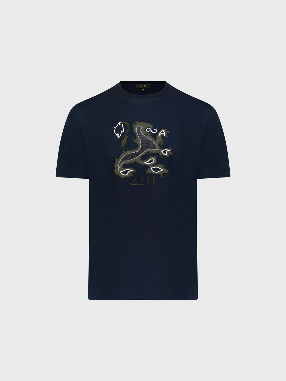 تي شيرت بشعار مطرز بالشعار - أزرق كحلي