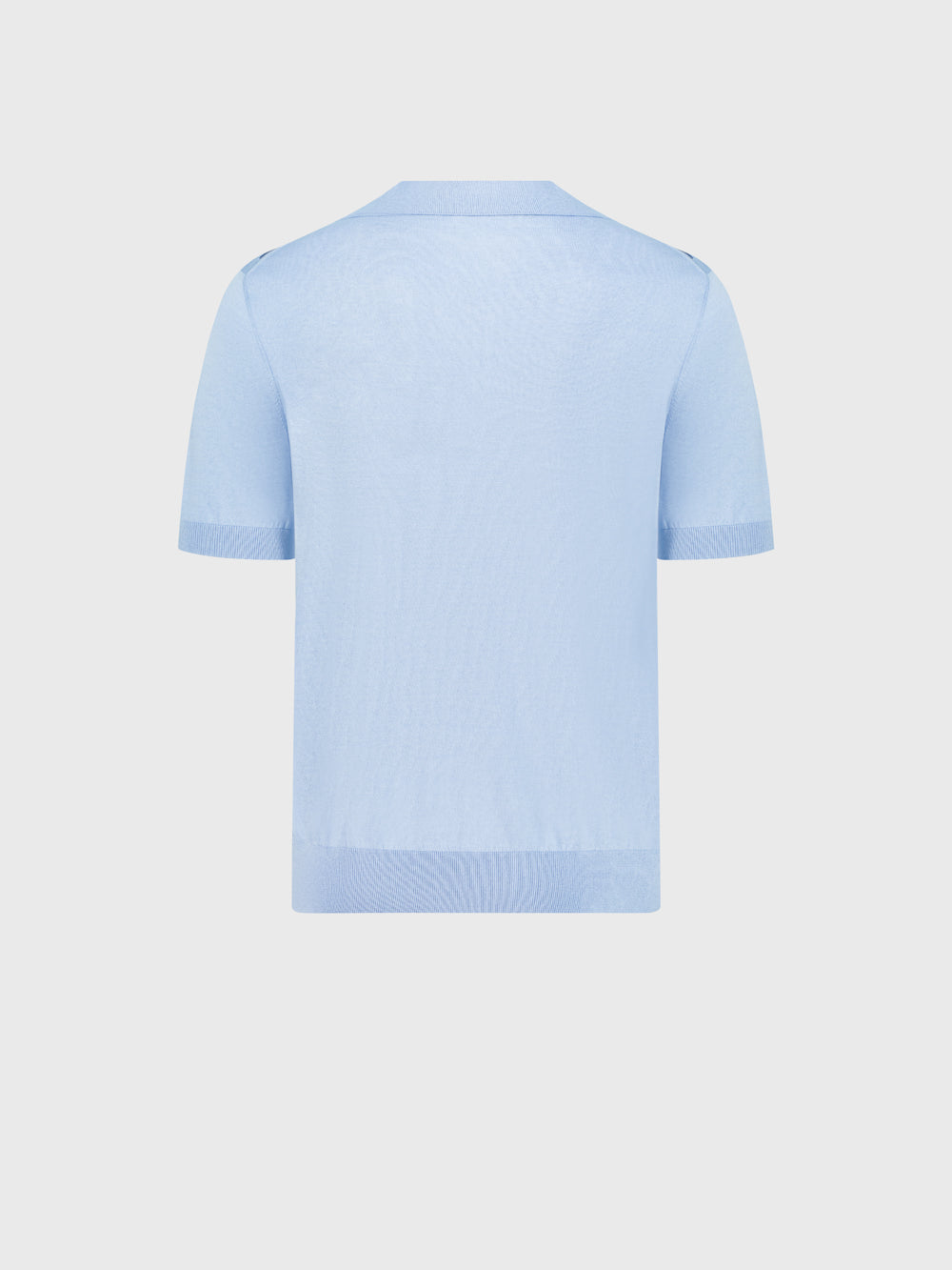 بولو محبوك بنقوش هندسية من الحرير والقطن - أزرق أكسفورد