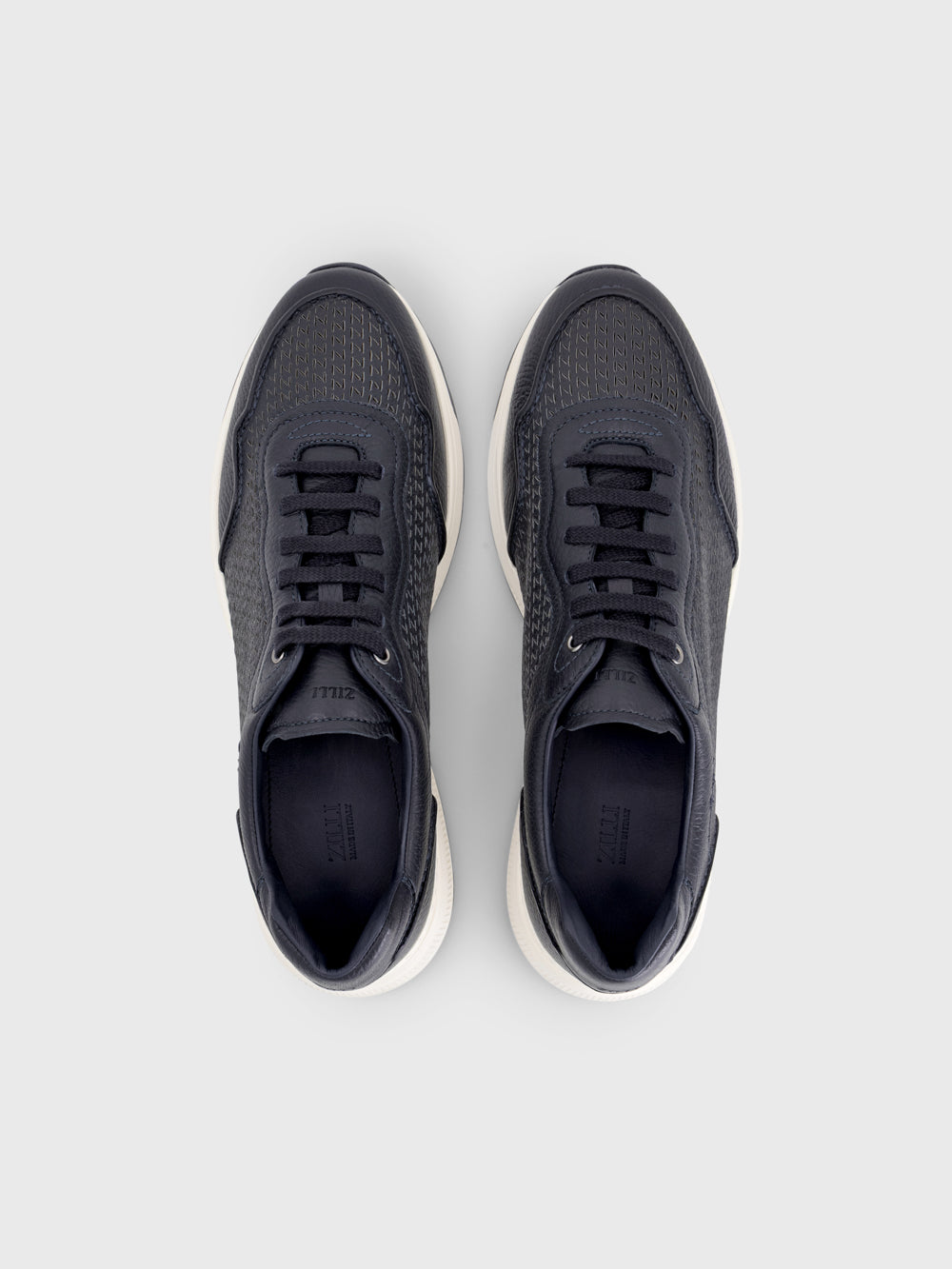 حذاء رياضي جلدي بأربطة - كحلي داكن