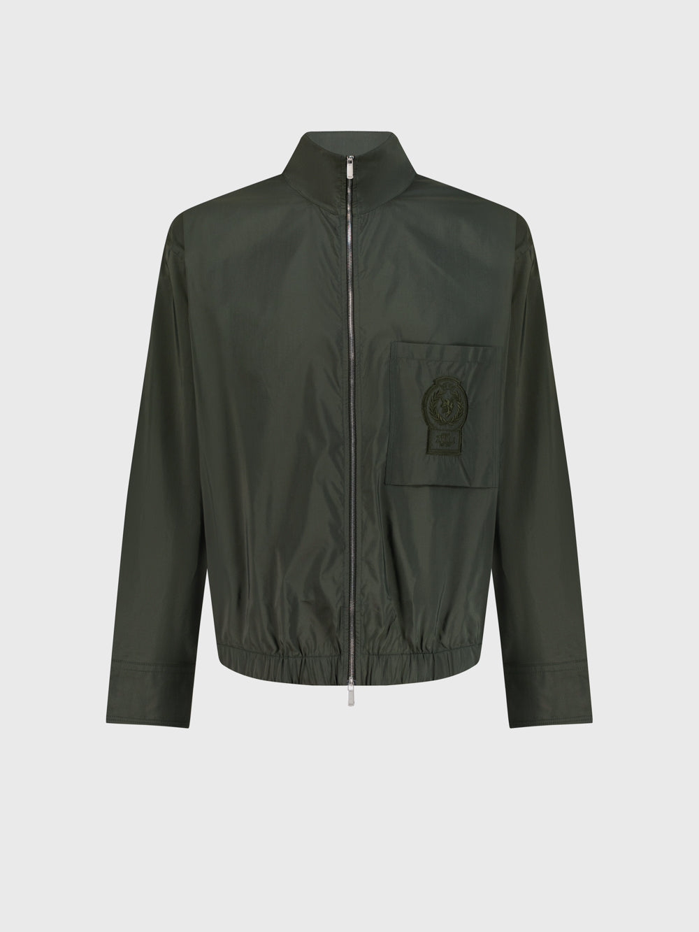جاكيت بومبر بياقة واحدة مخيطة - عسكري غامق