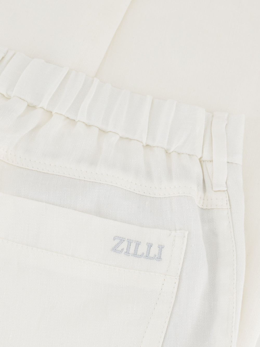 بنطلون كتان بقصة ضيقة من الكتان - أبيض