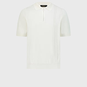 قميص بولو محبوك من الحرير - أبيض طبيعي