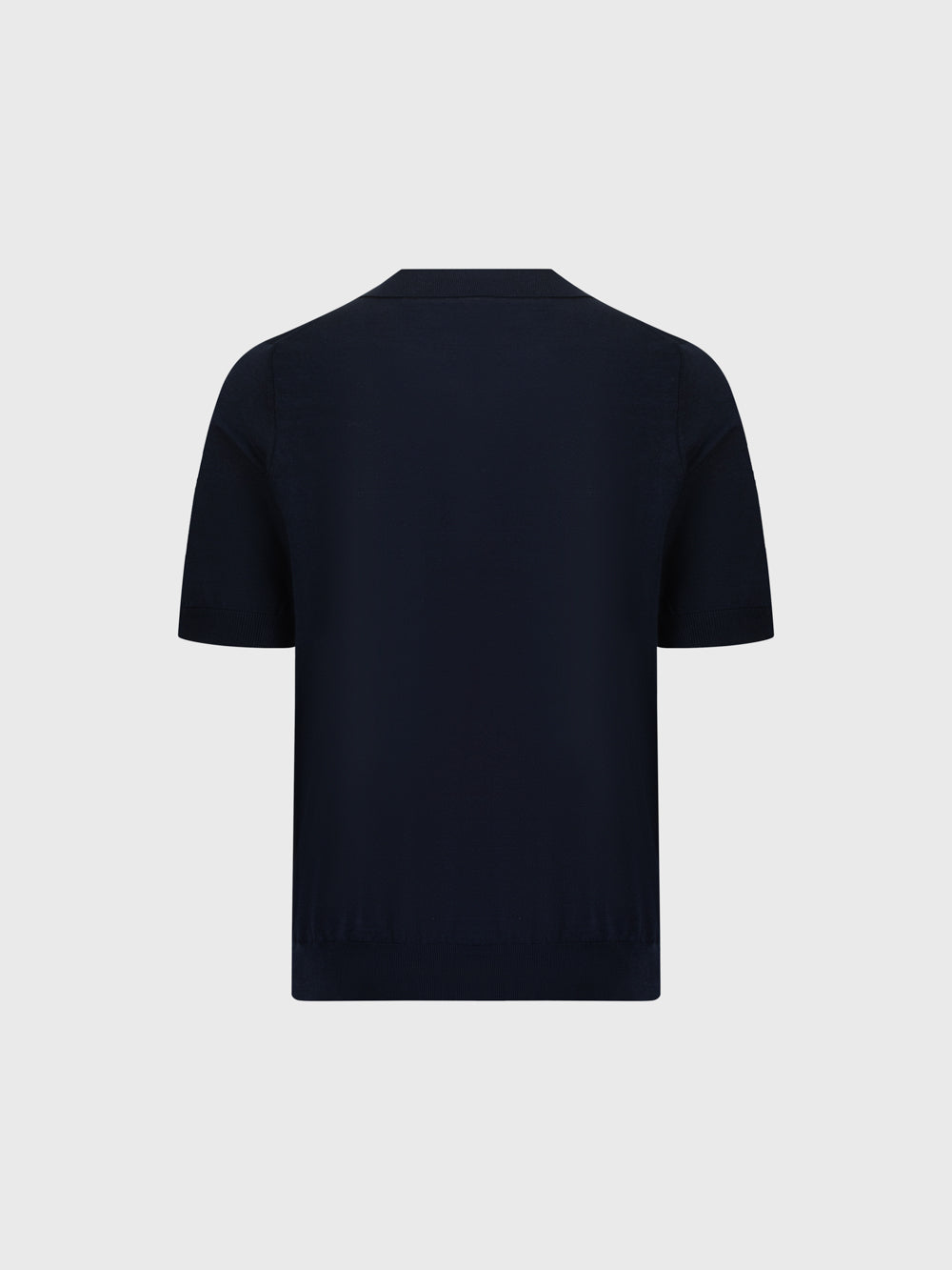 قميص بولو حريري محبوك من الحرير - أزرق كحلي