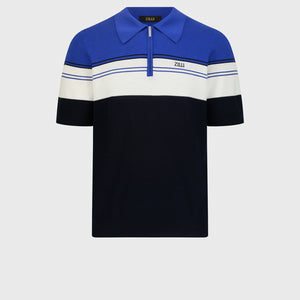 قميص بولو مخطط - أزرق كحلي، أبيض طبيعي وأزرق كهربائي