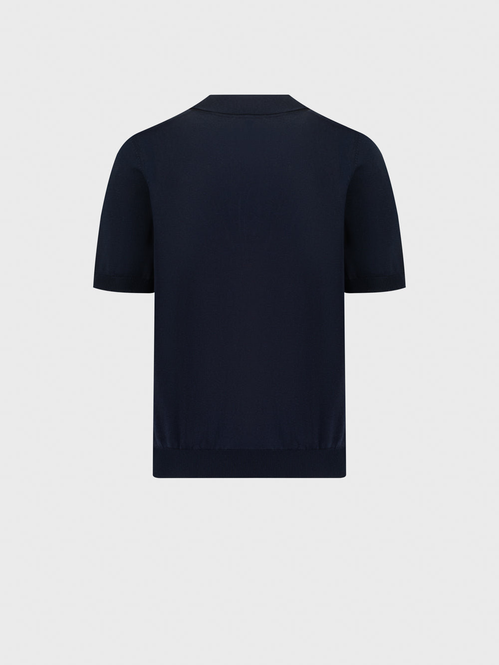 قميص بولو محبوك بنقوش هندسية حريرية - أزرق كحلي