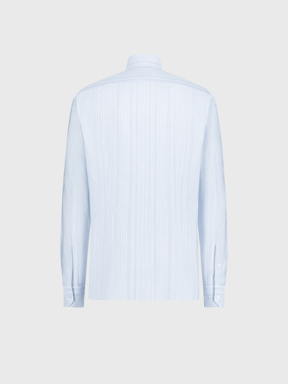 قميص رسمي مخطط بياقة مخفية بأزرار مخططة - أزرق أكسفورد