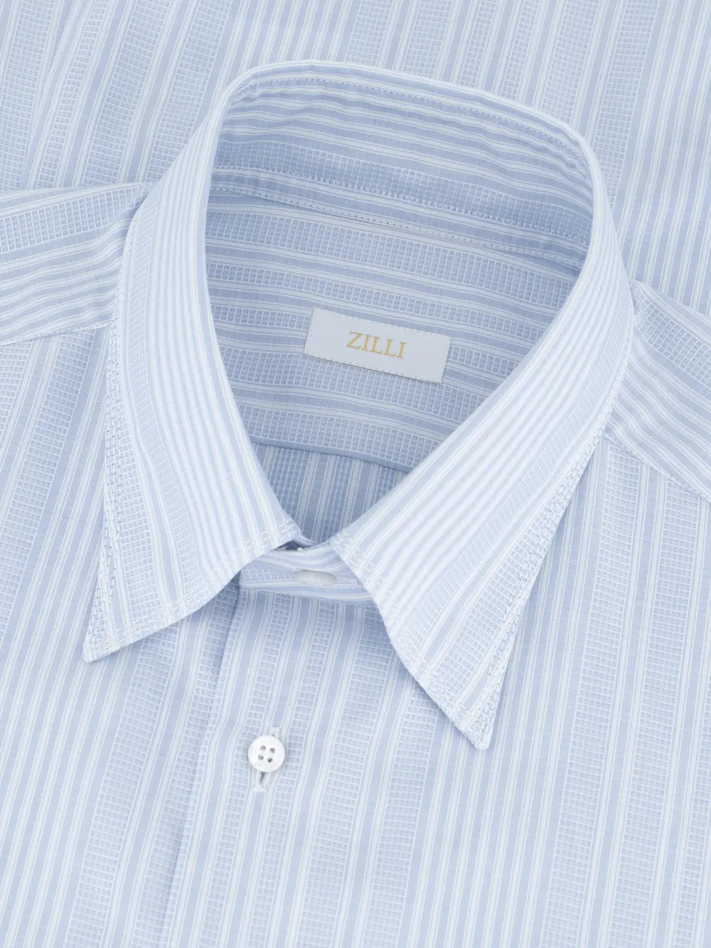 قميص رسمي مخطط بياقة مخفية بأزرار مخططة - أزرق أكسفورد