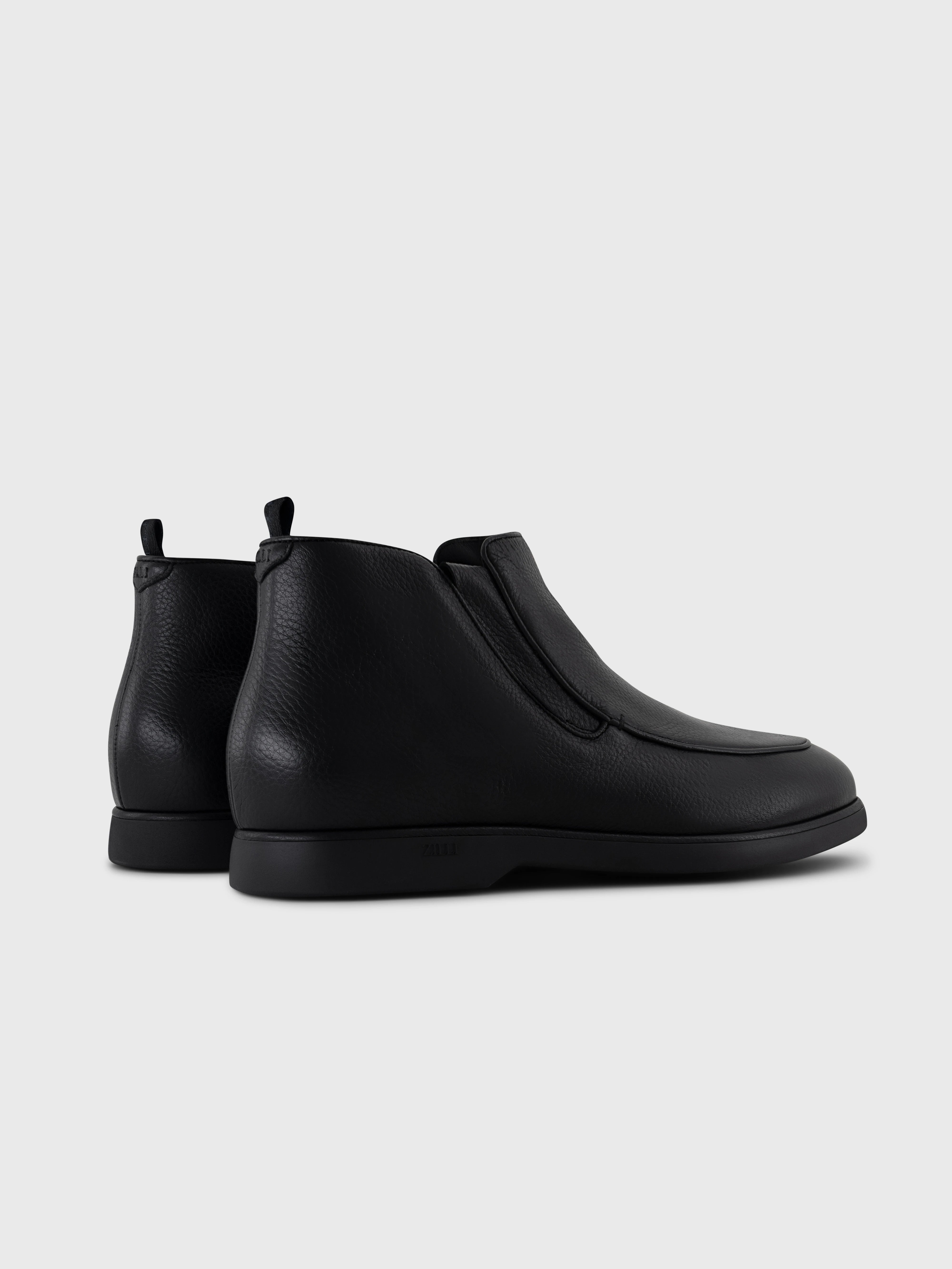 جزمة جلدية للكاحل - أسود