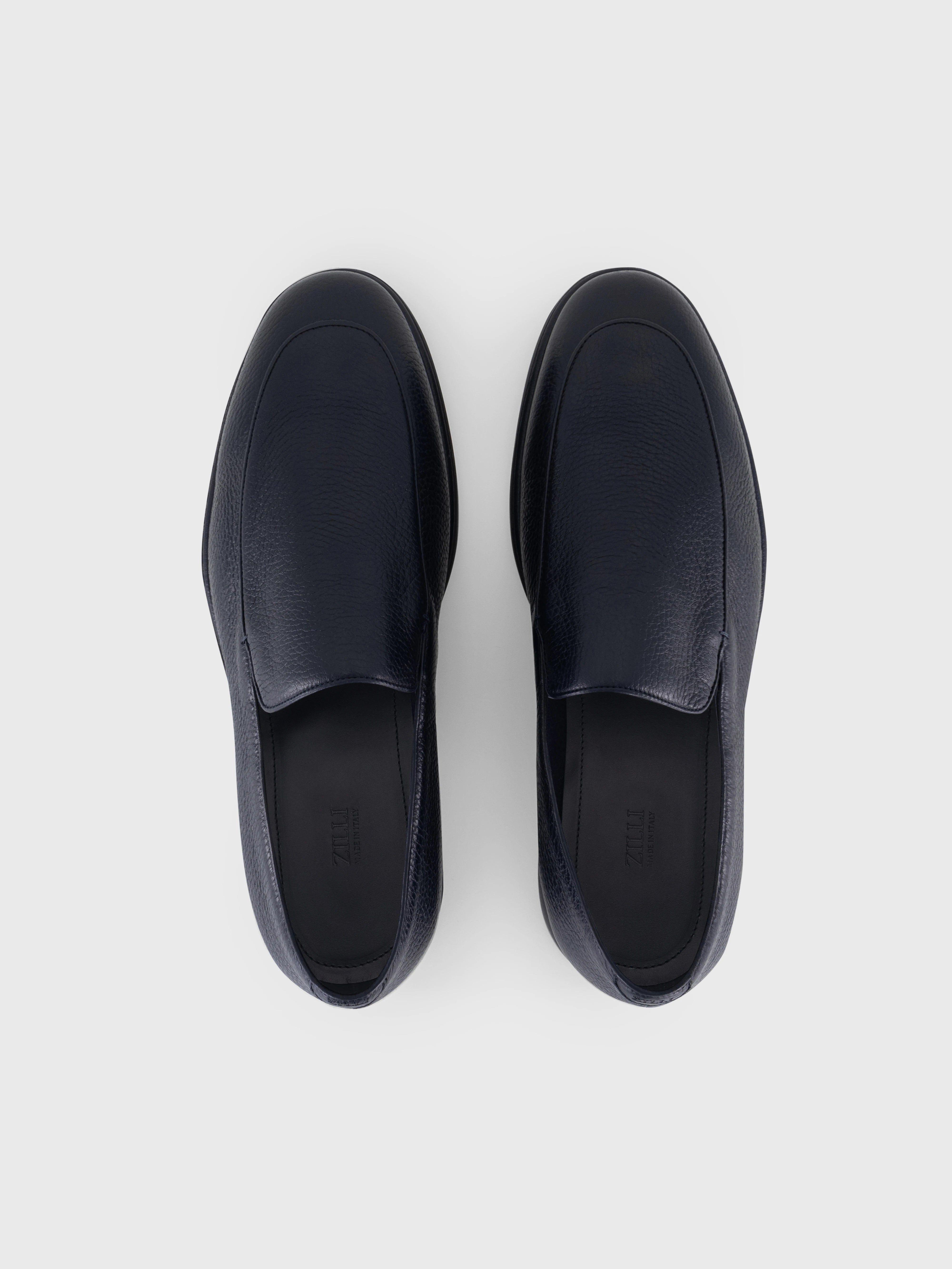 حذاء جلد الغزال أحادي اللون من جلد الغزال - كحلي غامق