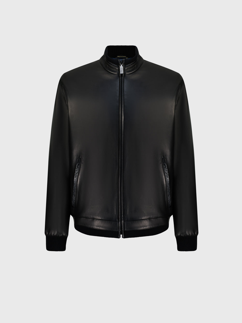 جاكيت جلد بلمسة تمساح - أسود